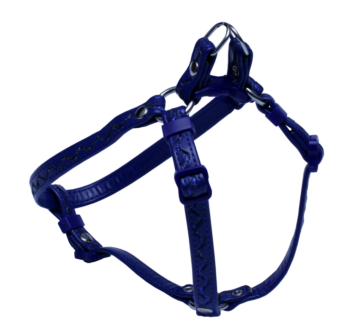 BAFPET Postroj zdobený STRIEBORNOU VLNKOU Farba: Čierna, Veľkosť: 12mm x OH 28-42cm