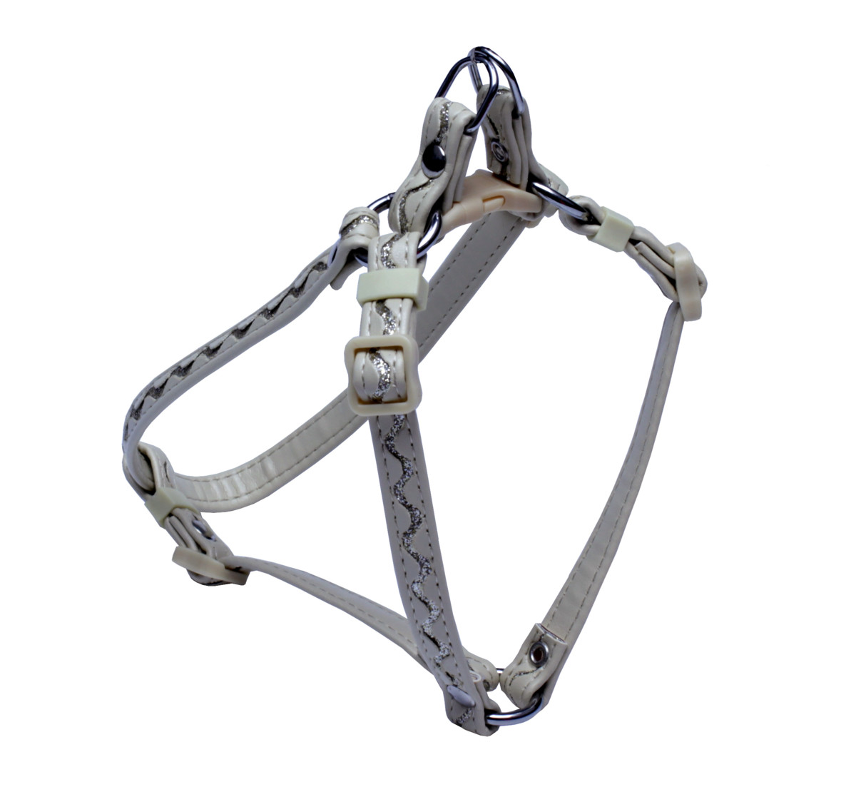 BAFPET Postroj zdobený STRIEBORNOU VLNKOU Farba: Červená, Veľkosť: 12mm x OH 28-42cm