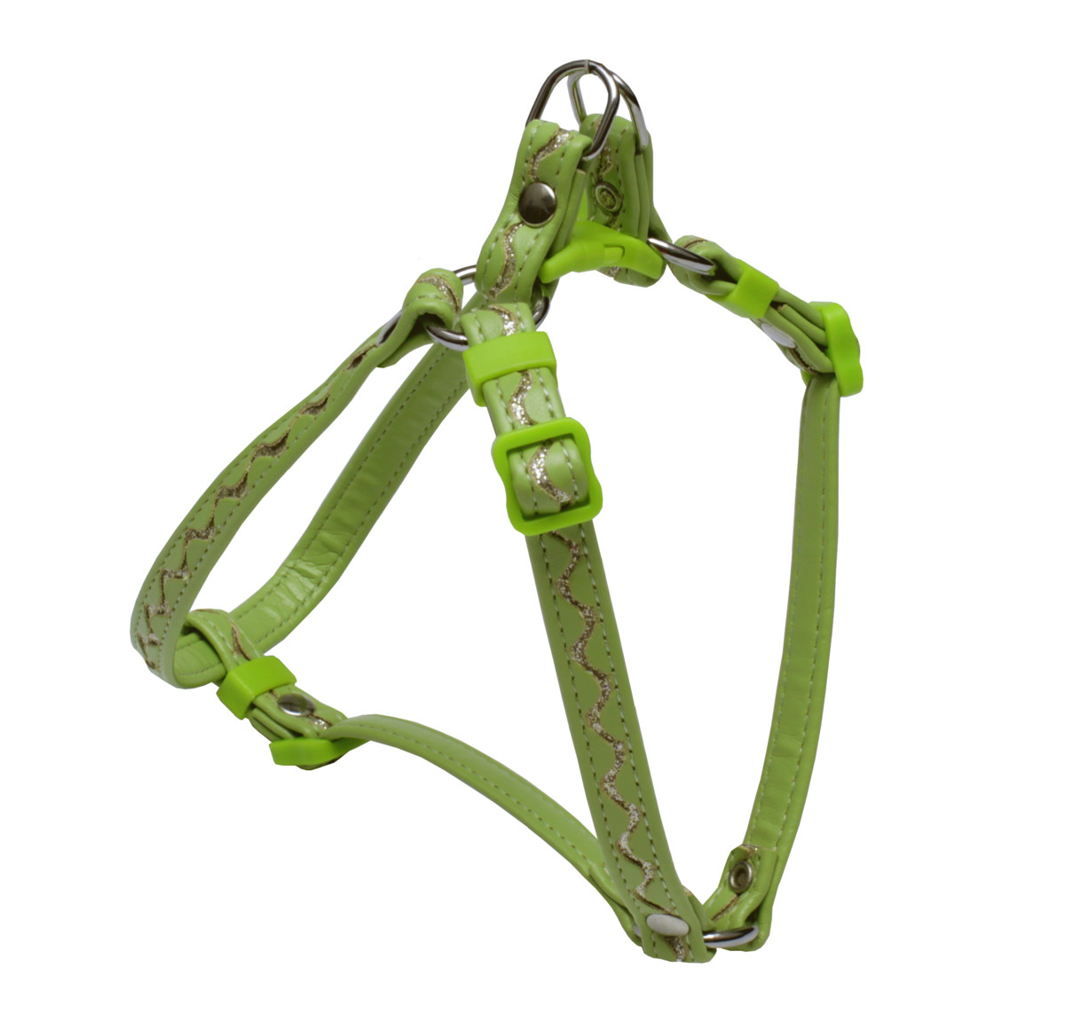 BAFPET Postroj zdobený STRIEBORNOU VLNKOU Farba: Červená, Veľkosť: 12mm x OH 28-42cm