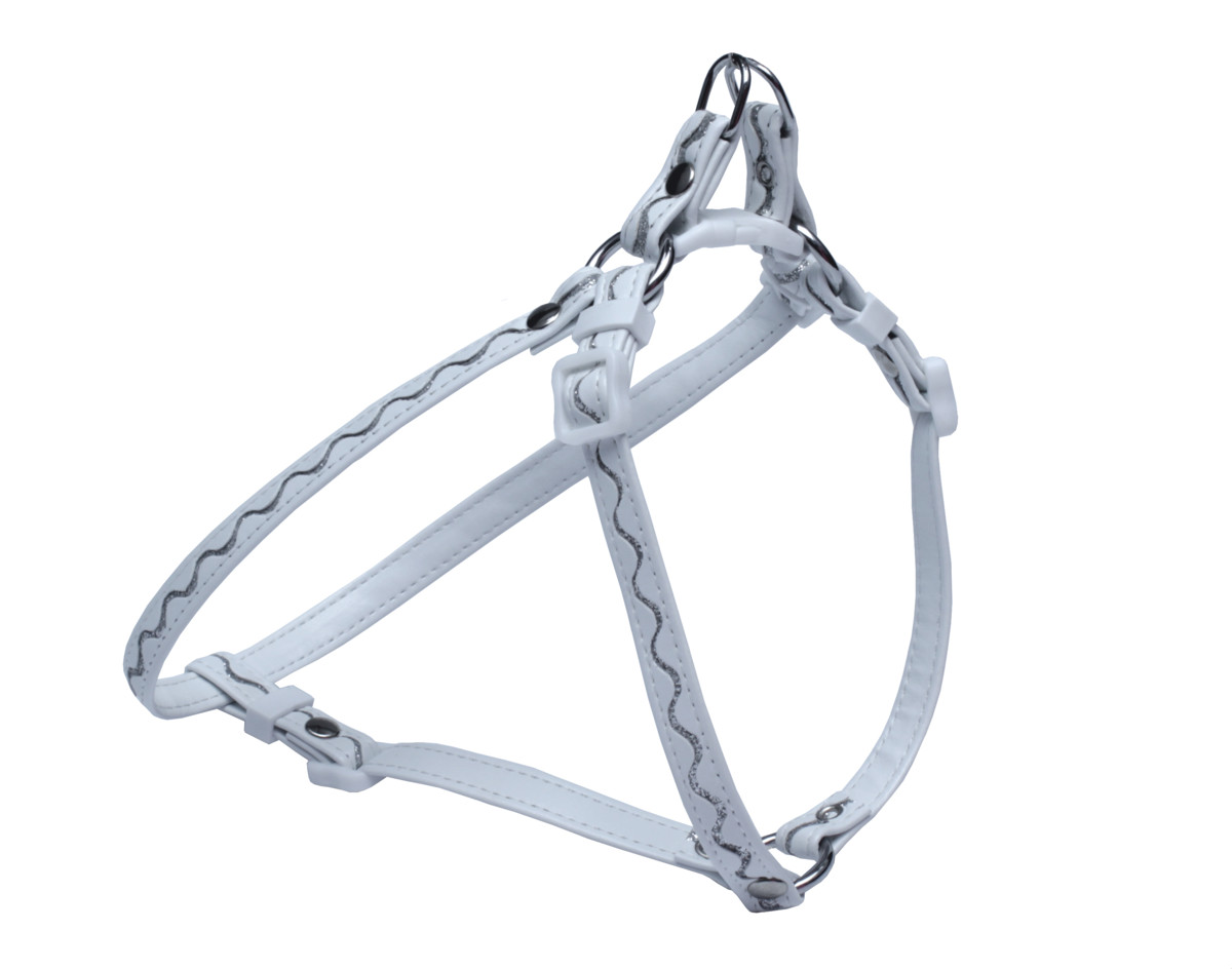 BAFPET Postroj zdobený STRIEBORNOU VLNKOU Farba: Svetlo modrá, Veľkosť: 12mm x OH 28-42cm