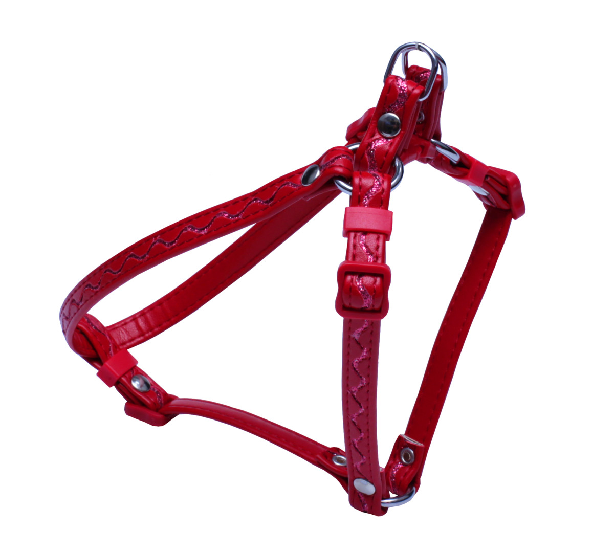 BAFPET Postroj zdobený STRIEBORNOU VLNKOU Farba: Zelená, Veľkosť: 12mm x OH 28-42cm