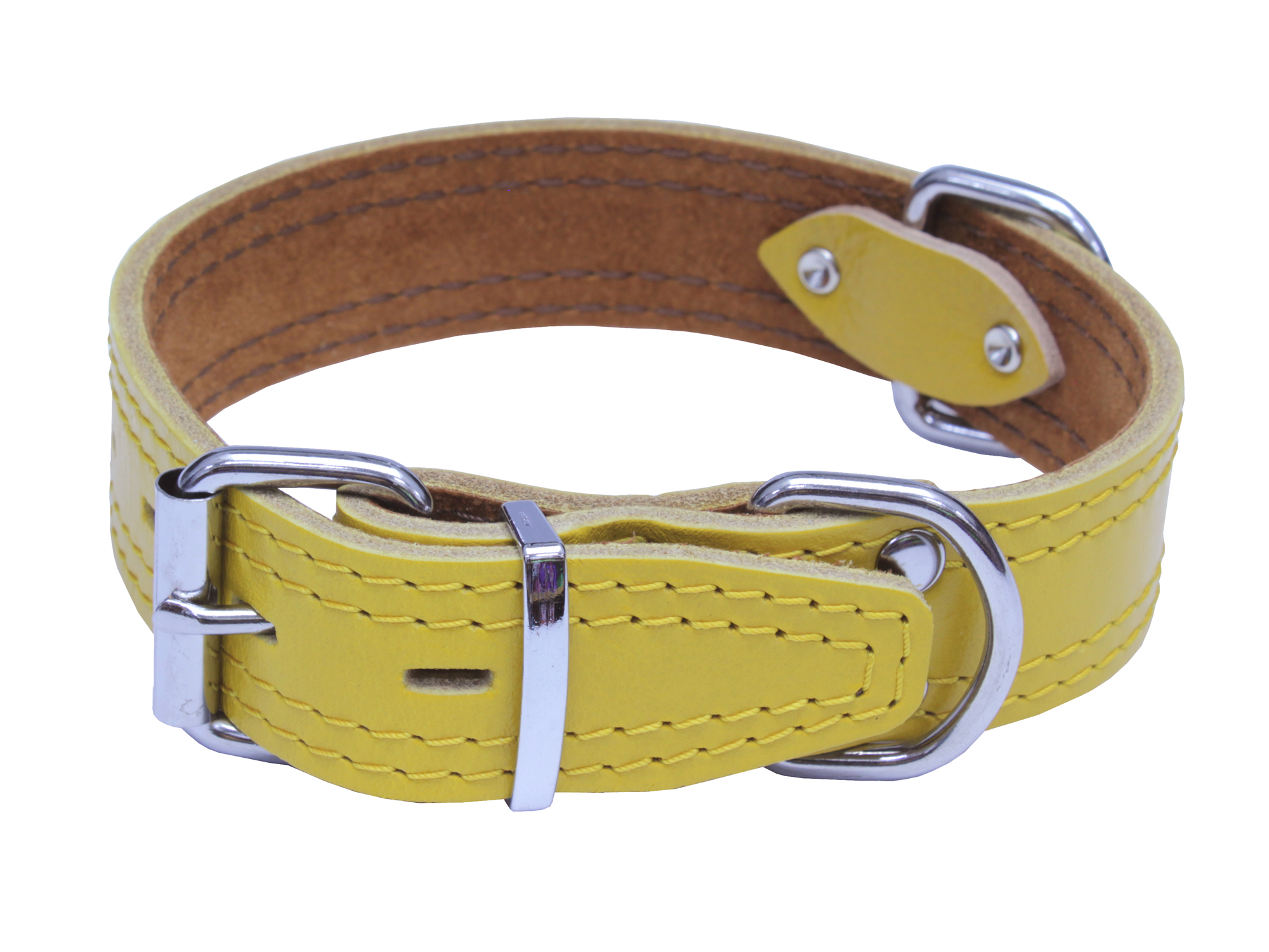 BAFPET Kožený obojek zdobený šitím, HERRY Barva: Červená, Rozměr: 45mm x 80cm /61-72/ 07106A