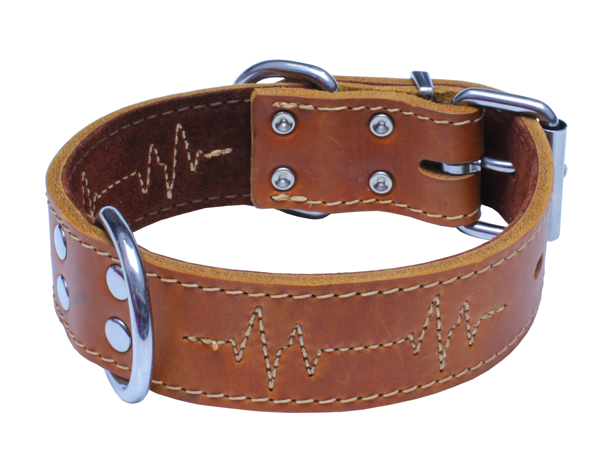 BAFPET Kožený obojek EKG Barva: Černá, Rozměr: 40mm x 75cm /57-67/ 07165E