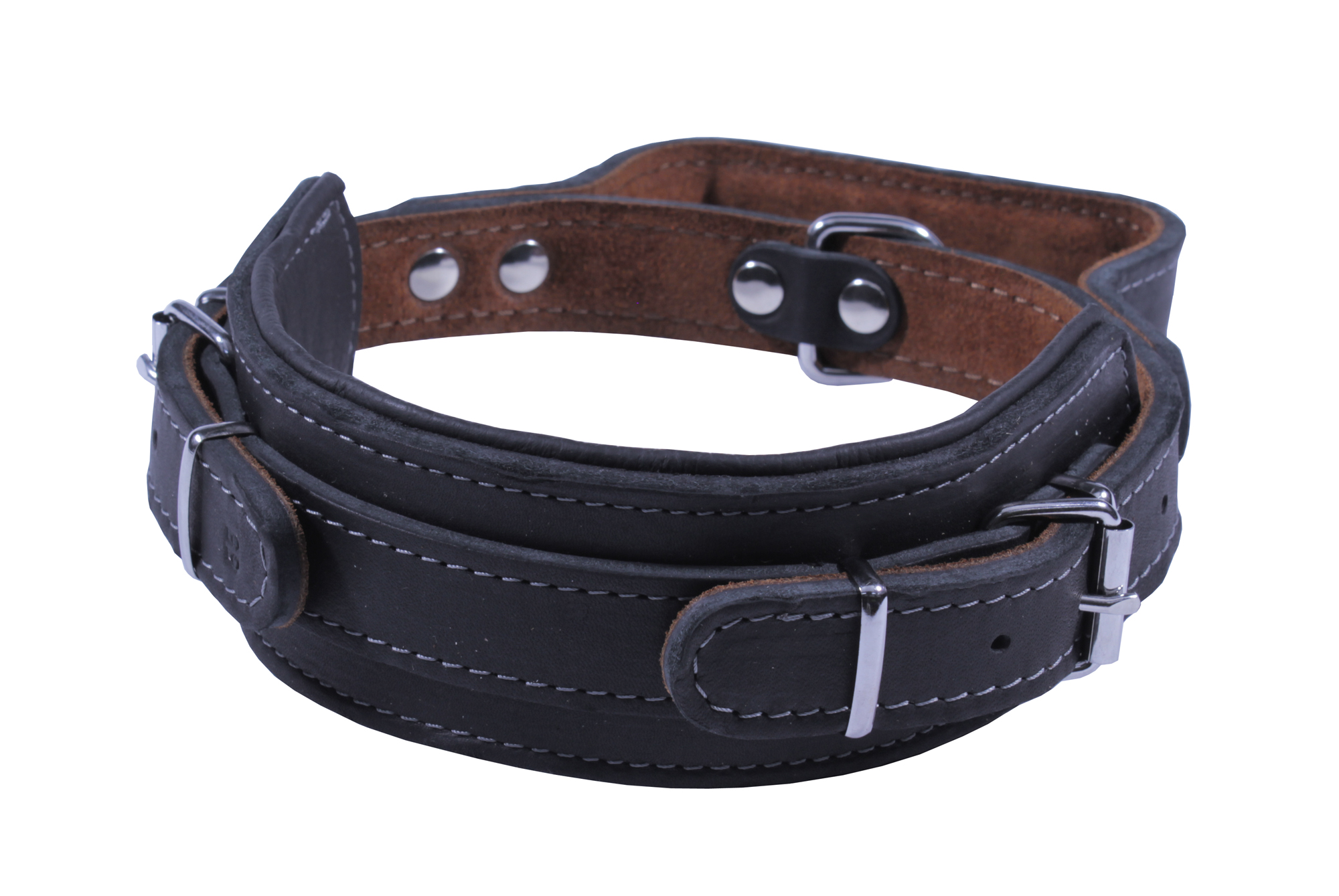 BAFPET Kožené obojky, obrana s uchem Barva: Černá, Rozměr: 60mm x 65cm /51-65/ 07182