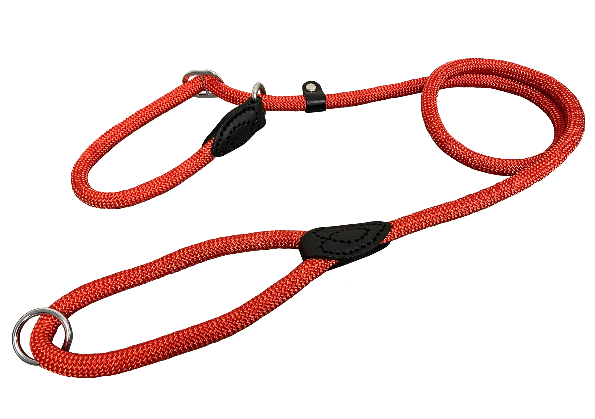 BAFPET Vodítka předváděcí jednobarevné lano, šité kůží Barva: Černá, Rozměr: 12mm x 130cm 15223J