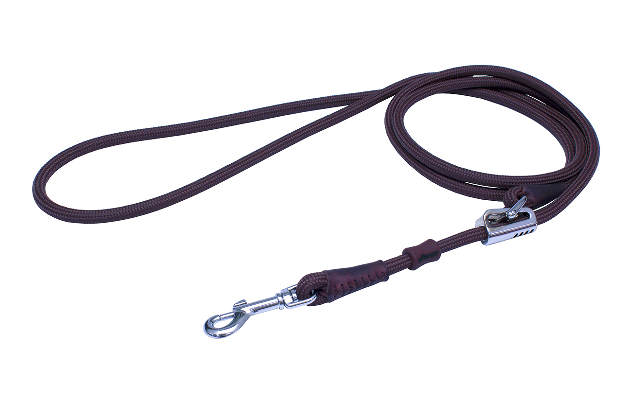 BAFPET Lanová vôdzka s kožou, niklová karabína Farba: Oranžová, Rozmer: 10mm x 150-270cm 15790