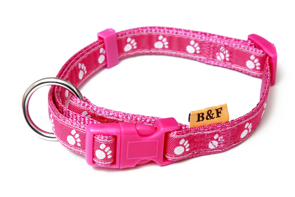 BAFPET Popruhové obojky TLAPKY Barva: Červená, Rozměr: 20mm x 38-60cm 18101T