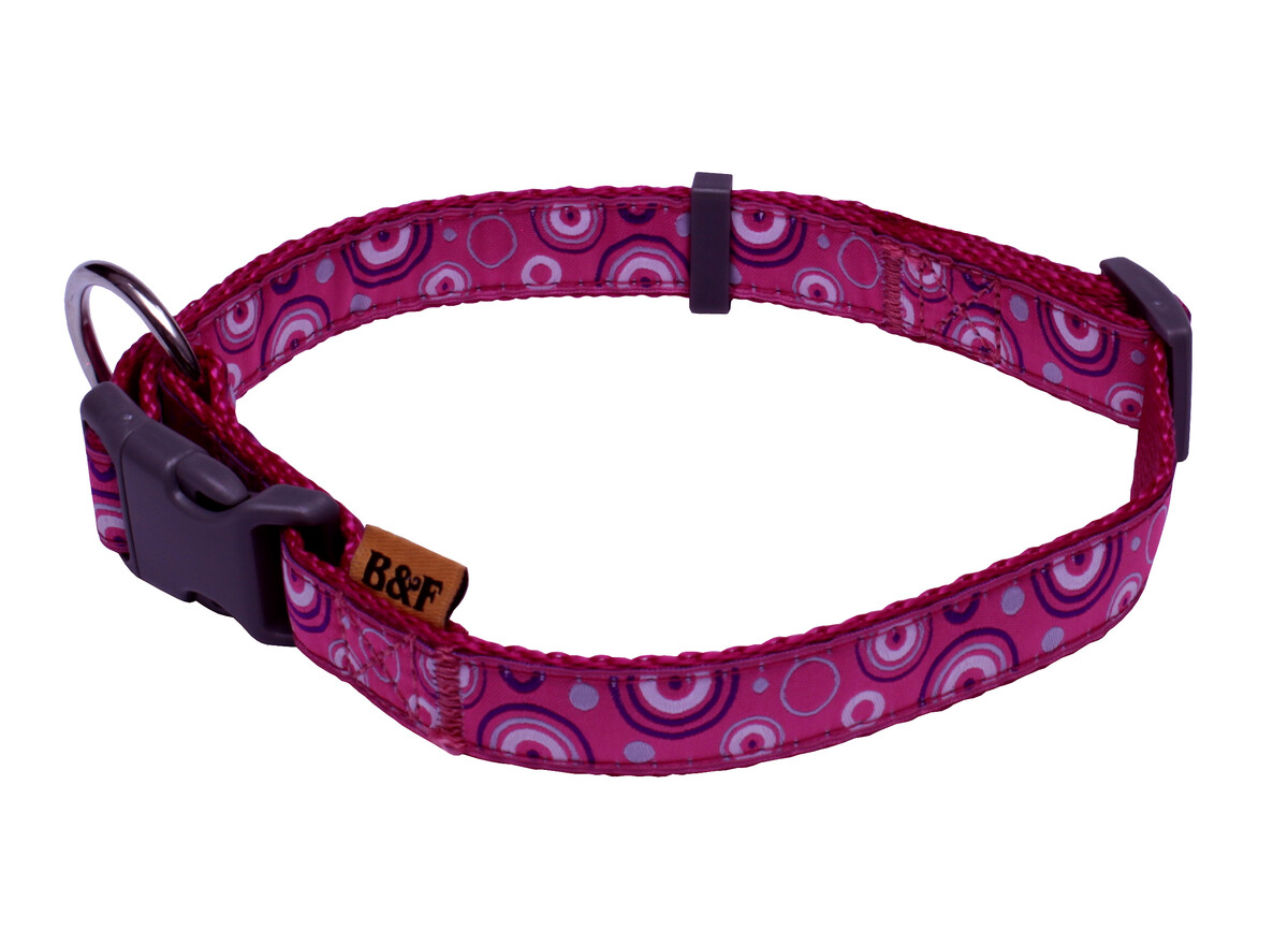 BAFPET Popruhové obojky KROUŽKY Barva: Fialová, Rozměr: 25mm x 40-66cm 18102KR