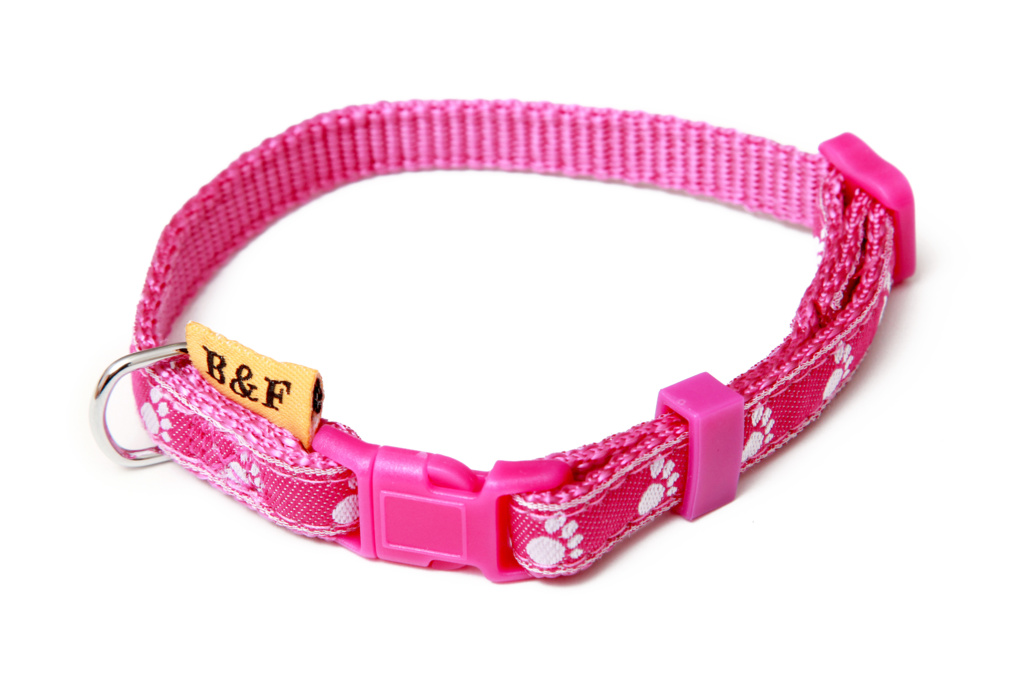 BAFPET Popruhové obojky TLAPKY Barva: Červená, Rozměr: 10mm x 20-35cm 18105T