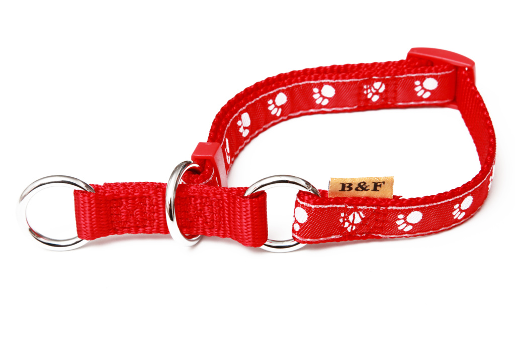 BAFPET Popruhové obojky polostahovací TLAPKY Barva: Černá, Rozměr: 15mm x 23-35cm 18121T