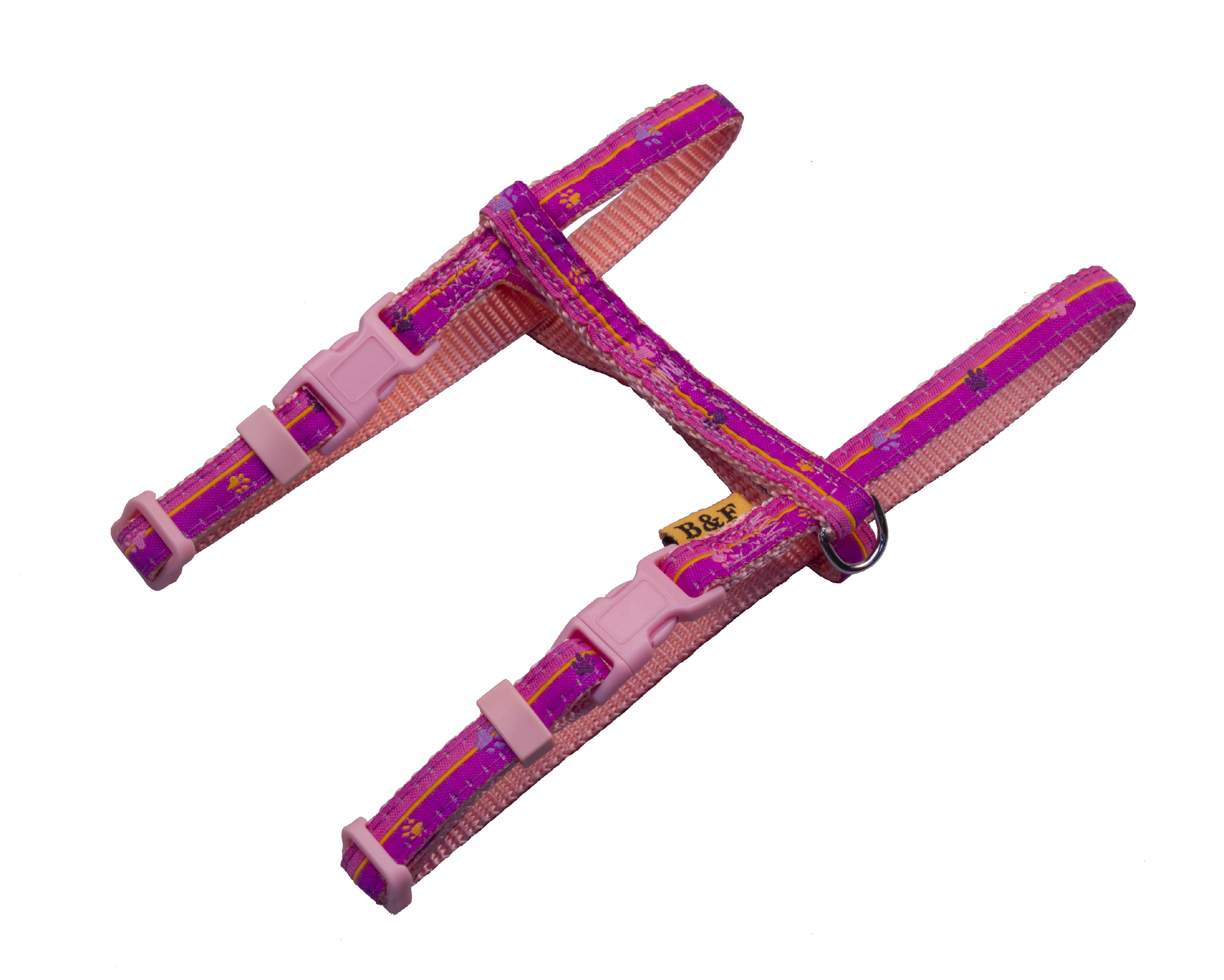 BAFPET Popruhový postroj LABKY PRÚŽOK Farba: Červená, Veľkosť: 10mm x OH 26-38cm 18411TP