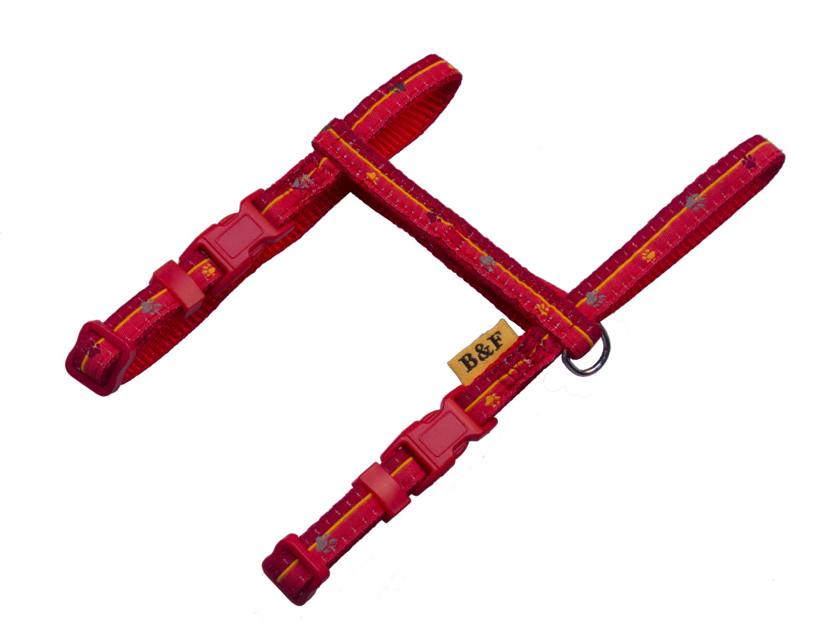 BAFPET Popruhový postroj LABKY PRÚŽOK Farba: Modrá, Veľkosť: 10mm x OH 26-38cm 18411TP