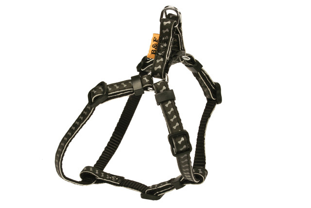 BAFPET Popruhový postroj REFLEXNÉ KOSTIČKY Farba: Oranžová, Veľkosť: 25mm x OH 58-90cm 18416K