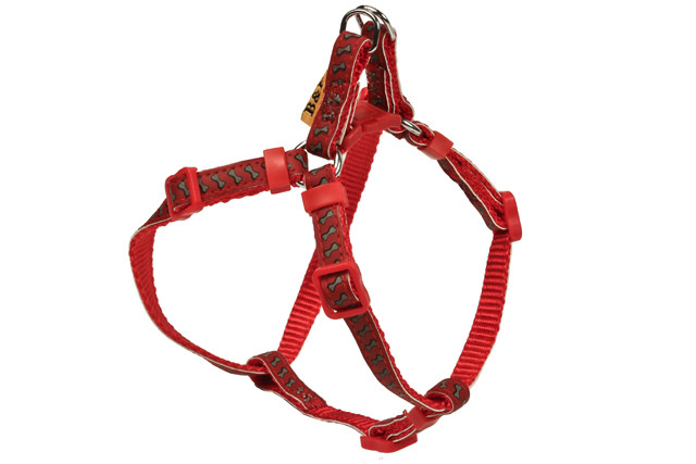 BAFPET Popruhový postroj REFLEXNÉ KOSTIČKY Farba: Oranžová, Veľkosť: 25mm x OH 58-90cm 18416K