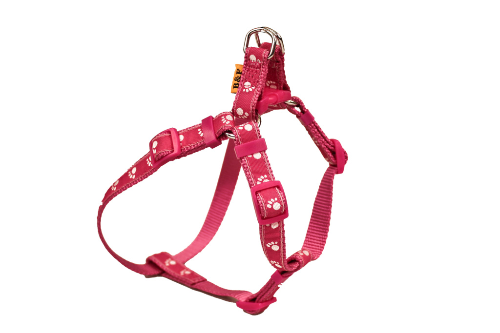 BAFPET Popruhový postroj LABKY Farba: Červená, Veľkosť: 25mm x OH 58-90cm 18416T