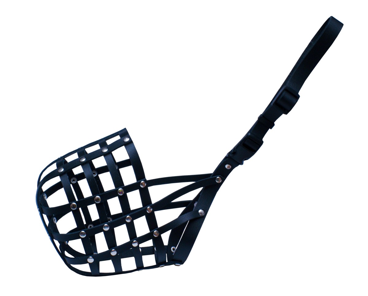 BAFPET Kožený náhubok, pletený Farba: Čierna, Rozmer: č. 4, OČ 30cm, DČ 9cm, OK 44-59cm 19704C