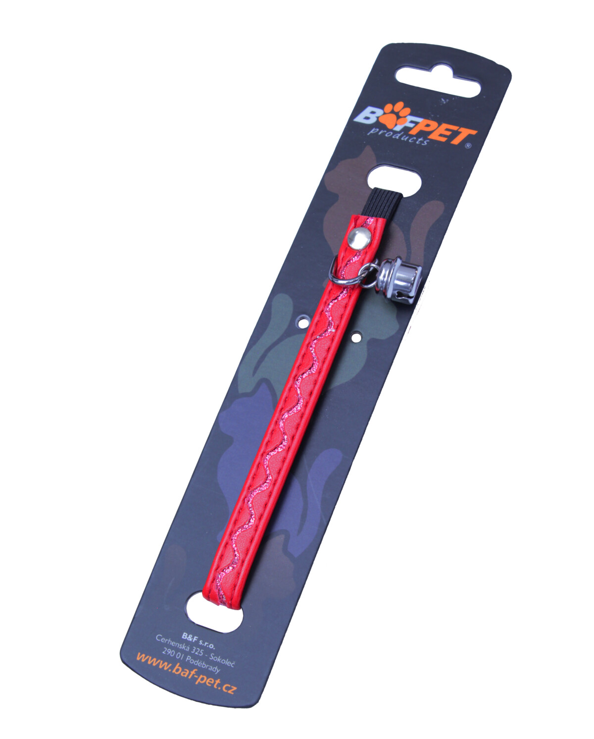 BAFPET Mačací obojok zdobený striebornou vlnkou Farba: Biela, Rozmer: 10mm x 32cm 20108