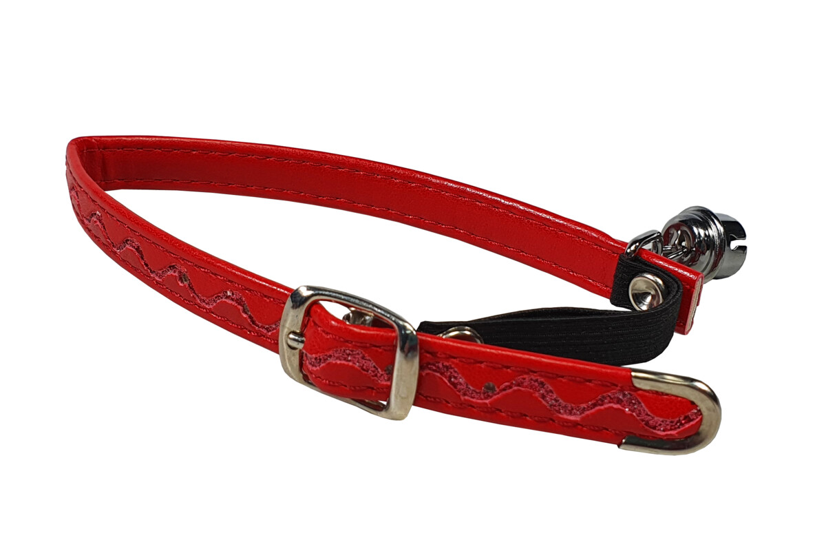 BAFPET Mačací obojok zdobený striebornou vlnkou Farba: Biela, Rozmer: 10mm x 32cm 20108