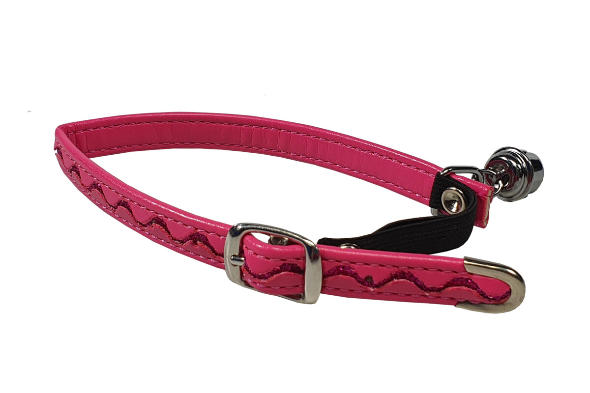 BAFPET Mačací obojok zdobený striebornou vlnkou Farba: Červená, Rozmer: 10mm x 32cm 20108