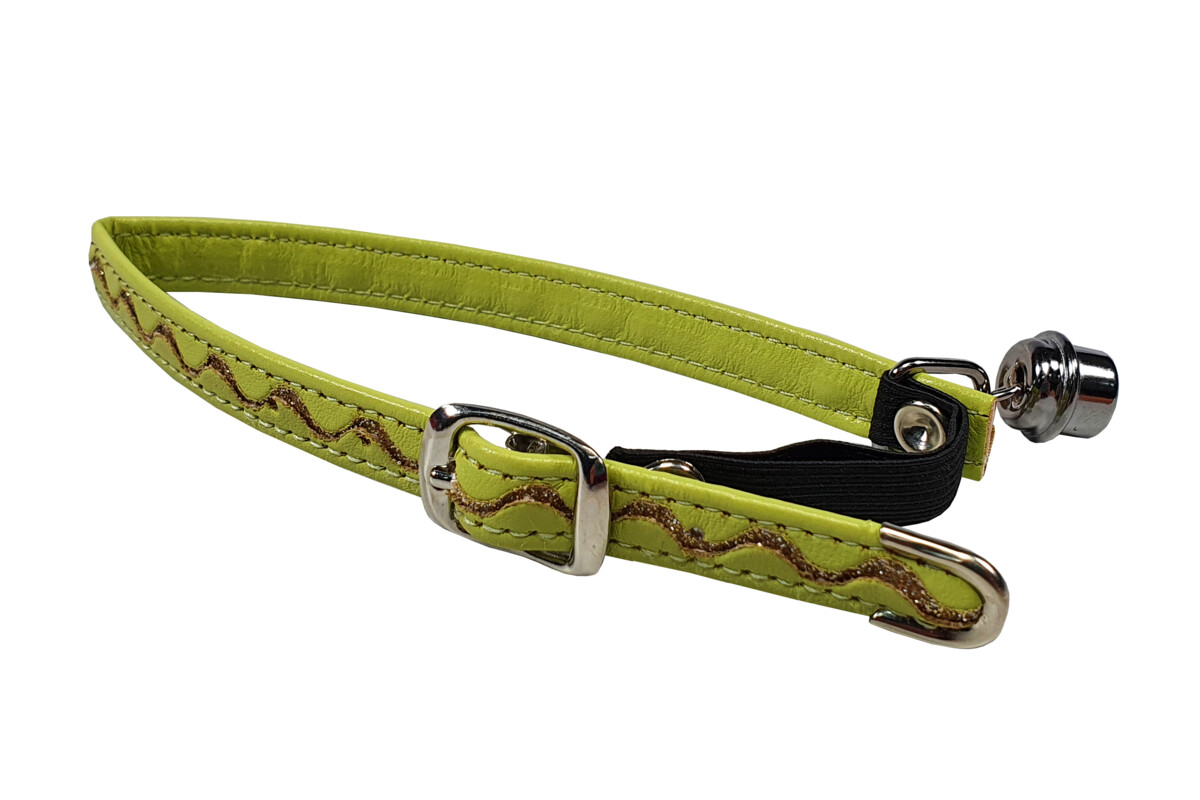 BAFPET Mačací obojok zdobený striebornou vlnkou Farba: Červená, Rozmer: 10mm x 32cm 20108