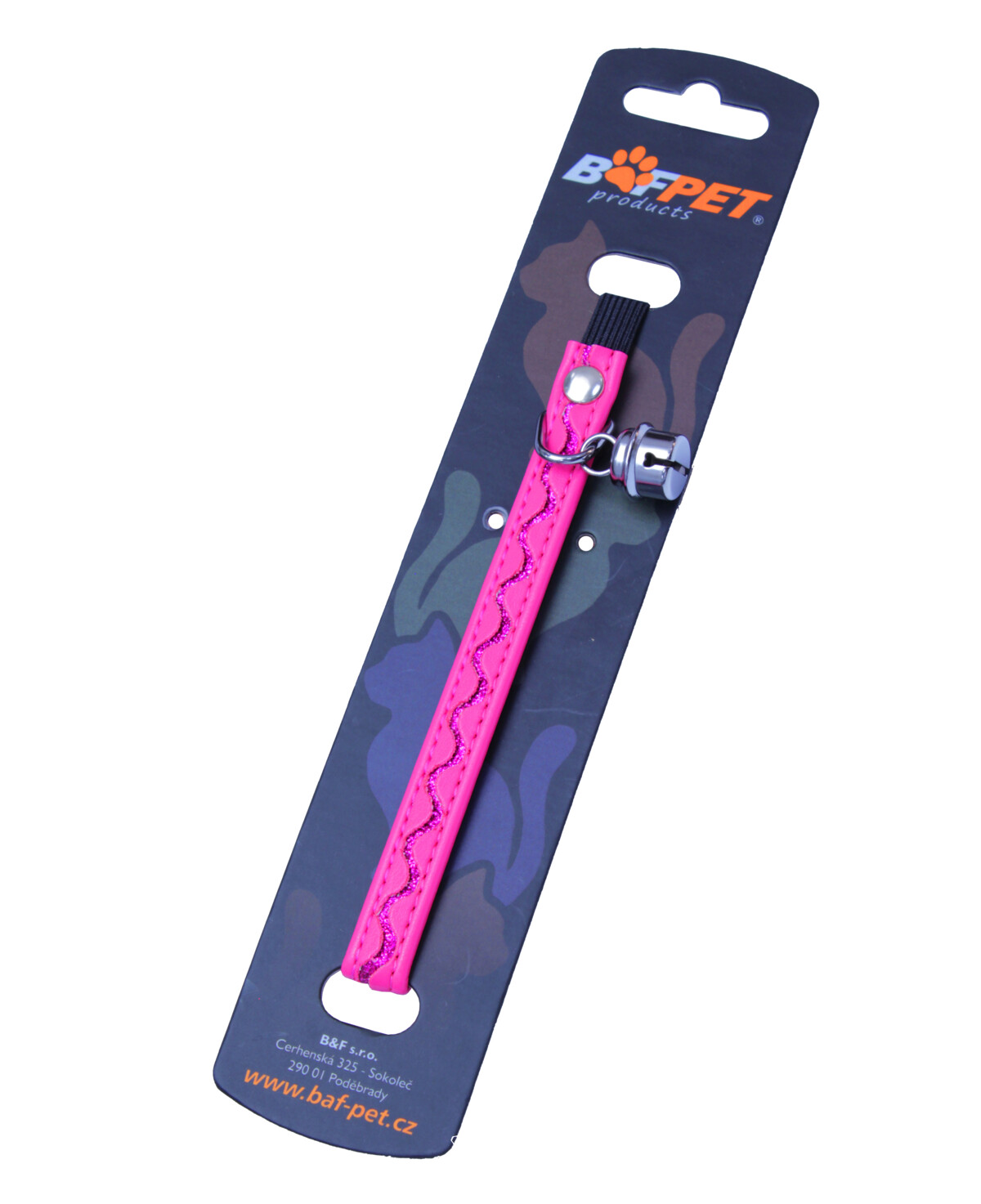 BAFPET Mačací obojok zdobený striebornou vlnkou Farba: Červená, Rozmer: 10mm x 32cm 20108