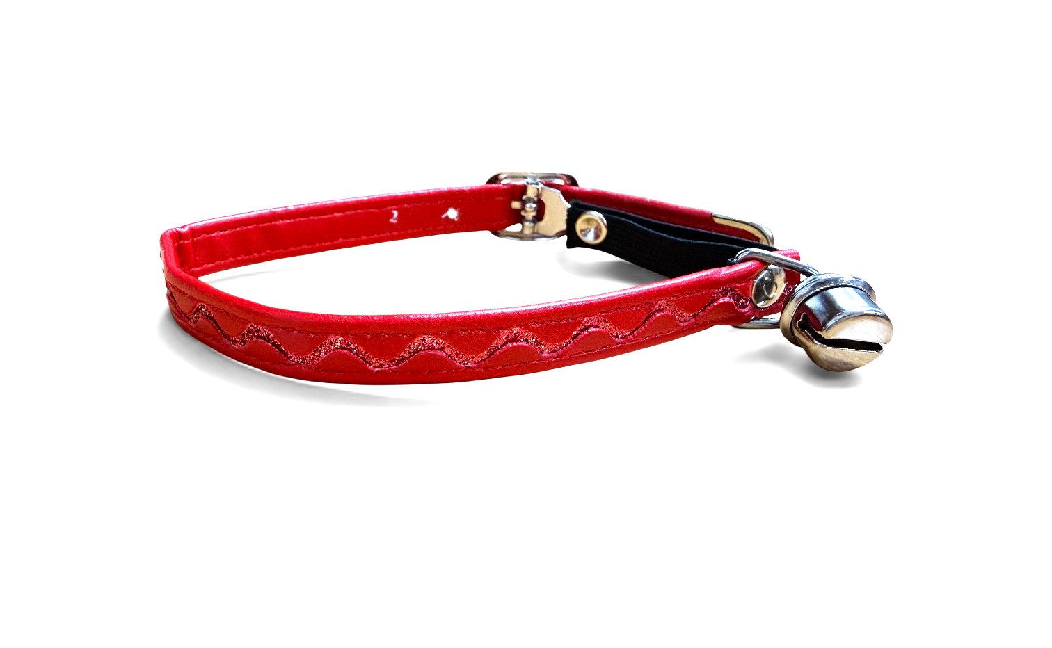 BAFPET Mačací obojok zdobený striebornou vlnkou Farba: Modrá, Rozmer: 10mm x 32cm 20108