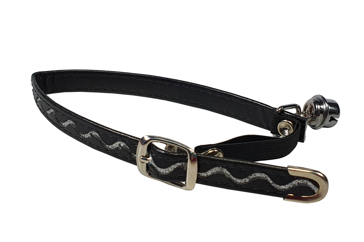 BAFPET Mačací obojok zdobený striebornou vlnkou Farba: Modrá, Rozmer: 10mm x 32cm 20108