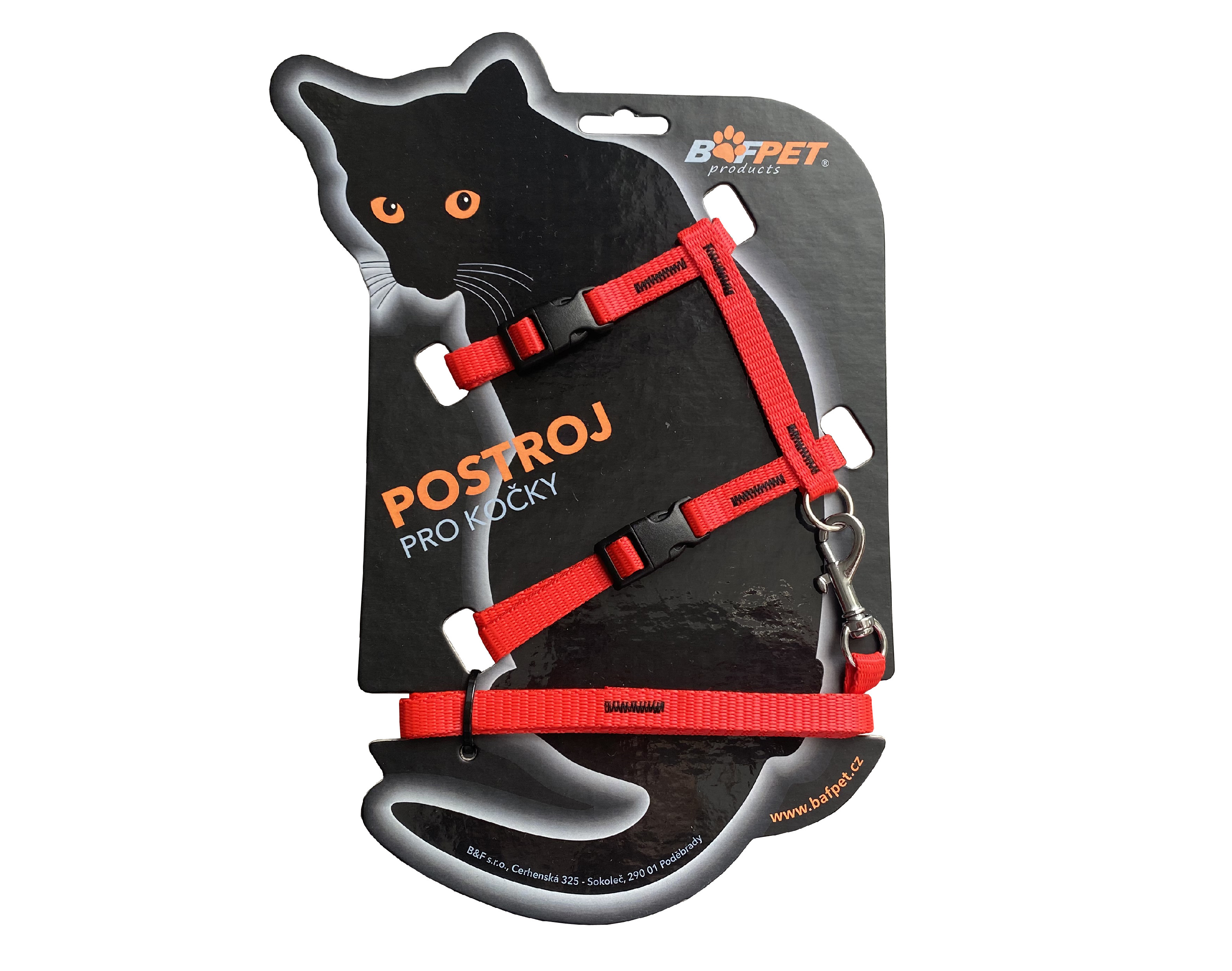 BAFPET Set CAT postroj + vôdzka Farba: Čierna, Veľkosť postroja: 120cm /OK 19-26cm, OH 24-37cm/ 20410J