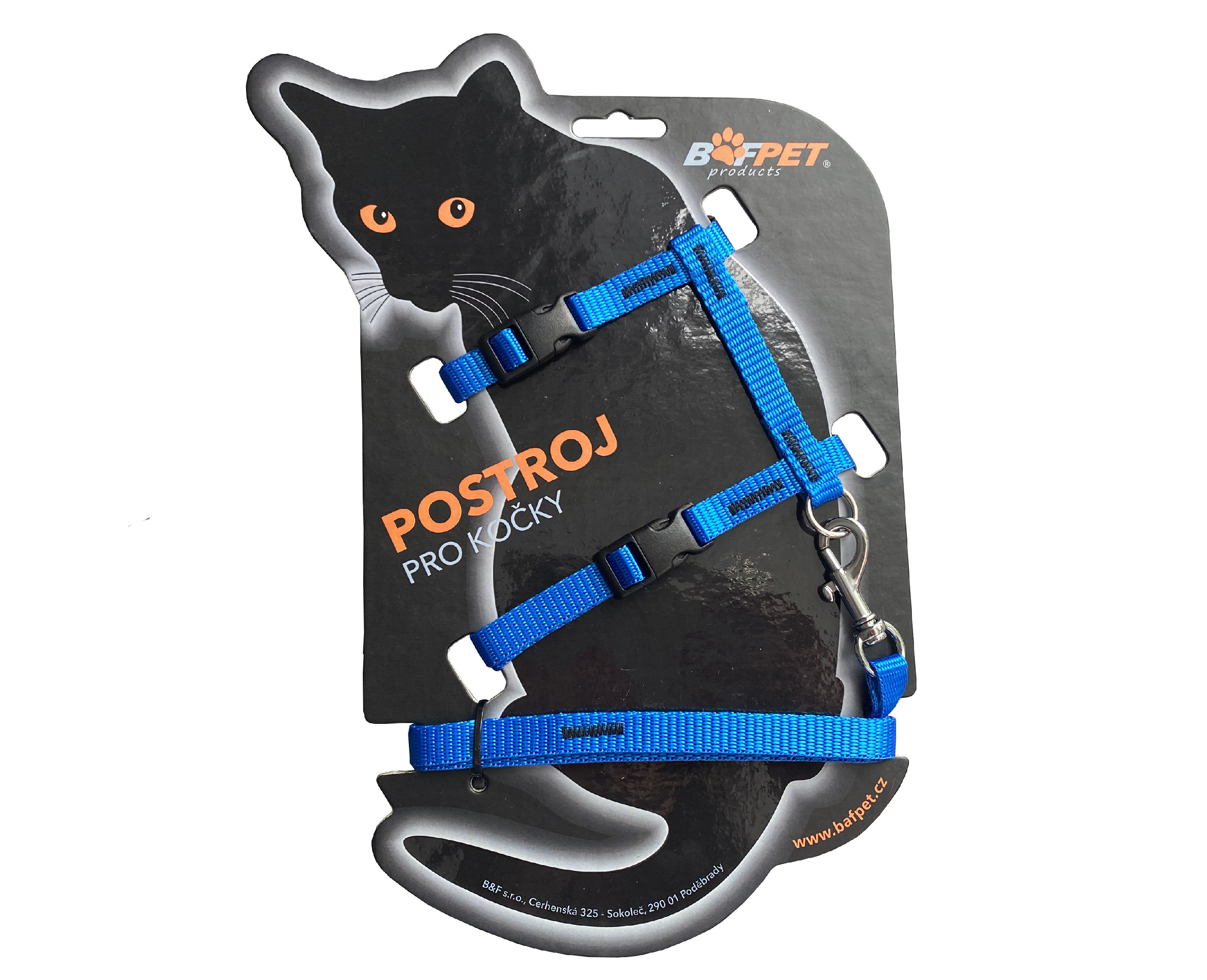 BAFPET Set CAT postroj + vôdzka Farba: Čierna, Veľkosť postroja: 120cm /OK 19-26cm, OH 24-37cm/ 20410J