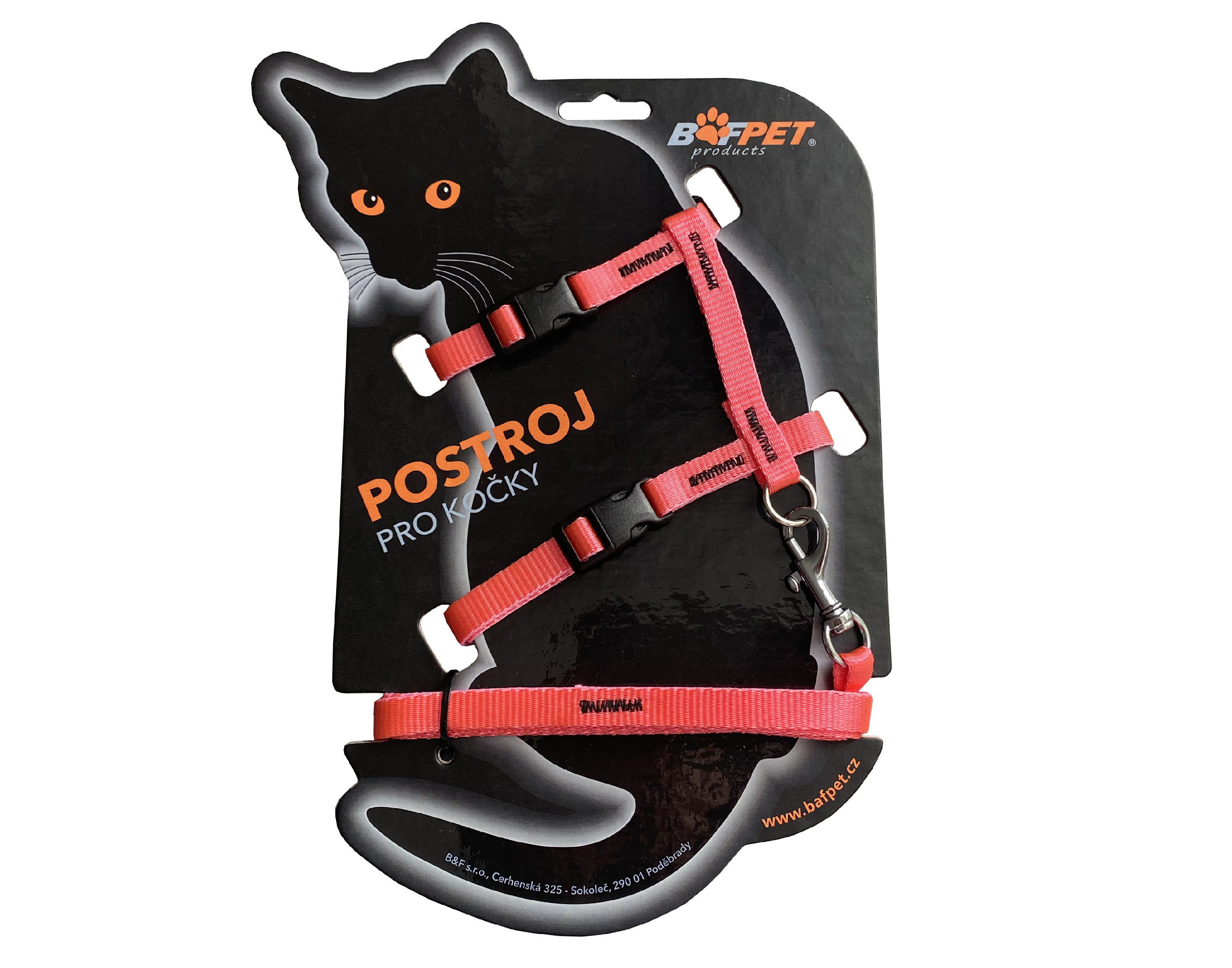 BAFPET Set CAT postroj + vôdzka Farba: Červená, Veľkosť postroja: 120cm /OK 19-26cm, OH 24-37cm/ 20410J