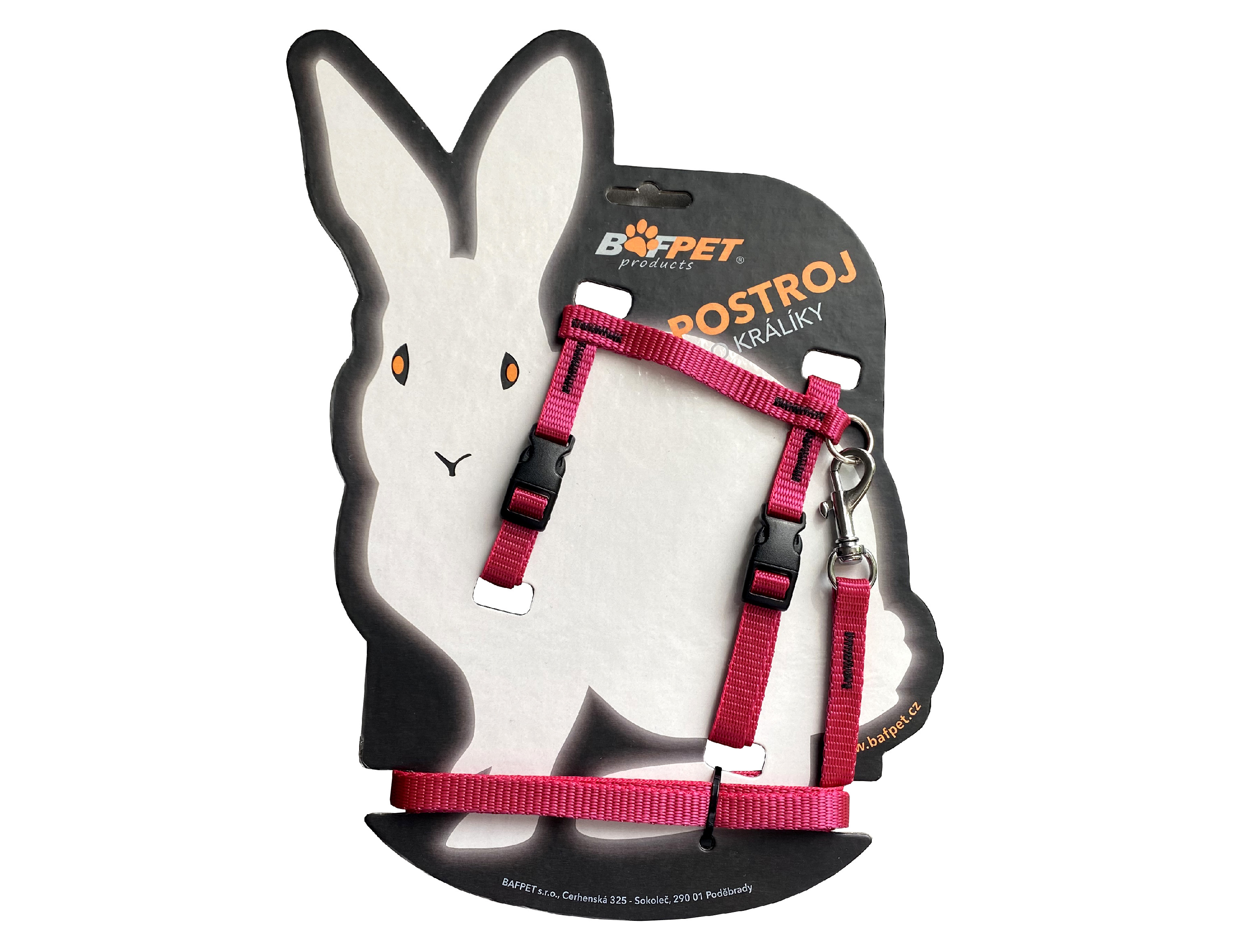 BAFPET Set KRÁLIK postroj + vôdzka Farba: Červená, Veľkosť postroja: 10mm x 120cm, 10mm x OK 19-26, OH 24-37cm 20411J