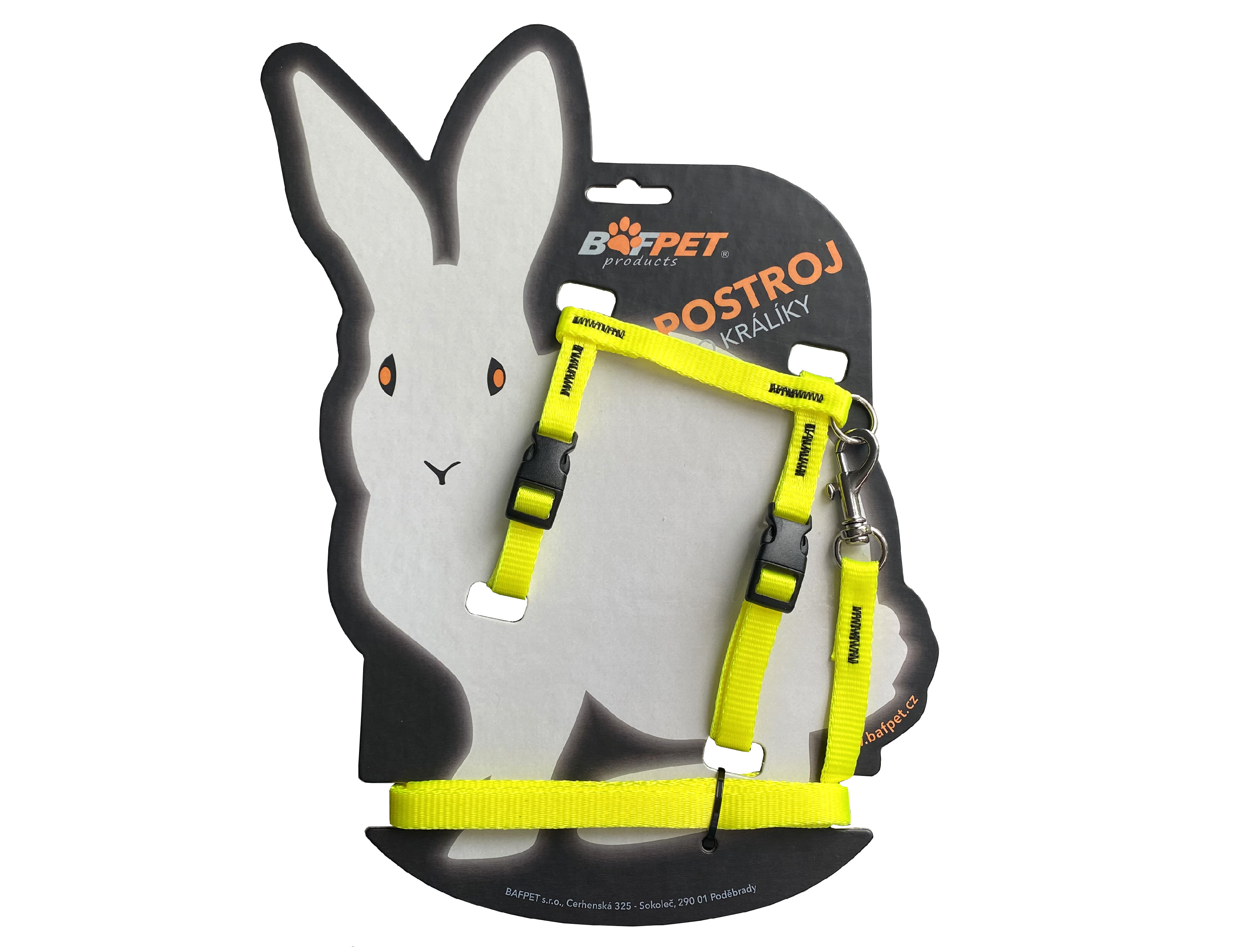 BAFPET Set KRÁLIK postroj + vôdzka Farba: Oranžová, Veľkosť postroja: 10mm x 120cm, 10mm x OK 19-26, OH 24-37cm 20411N