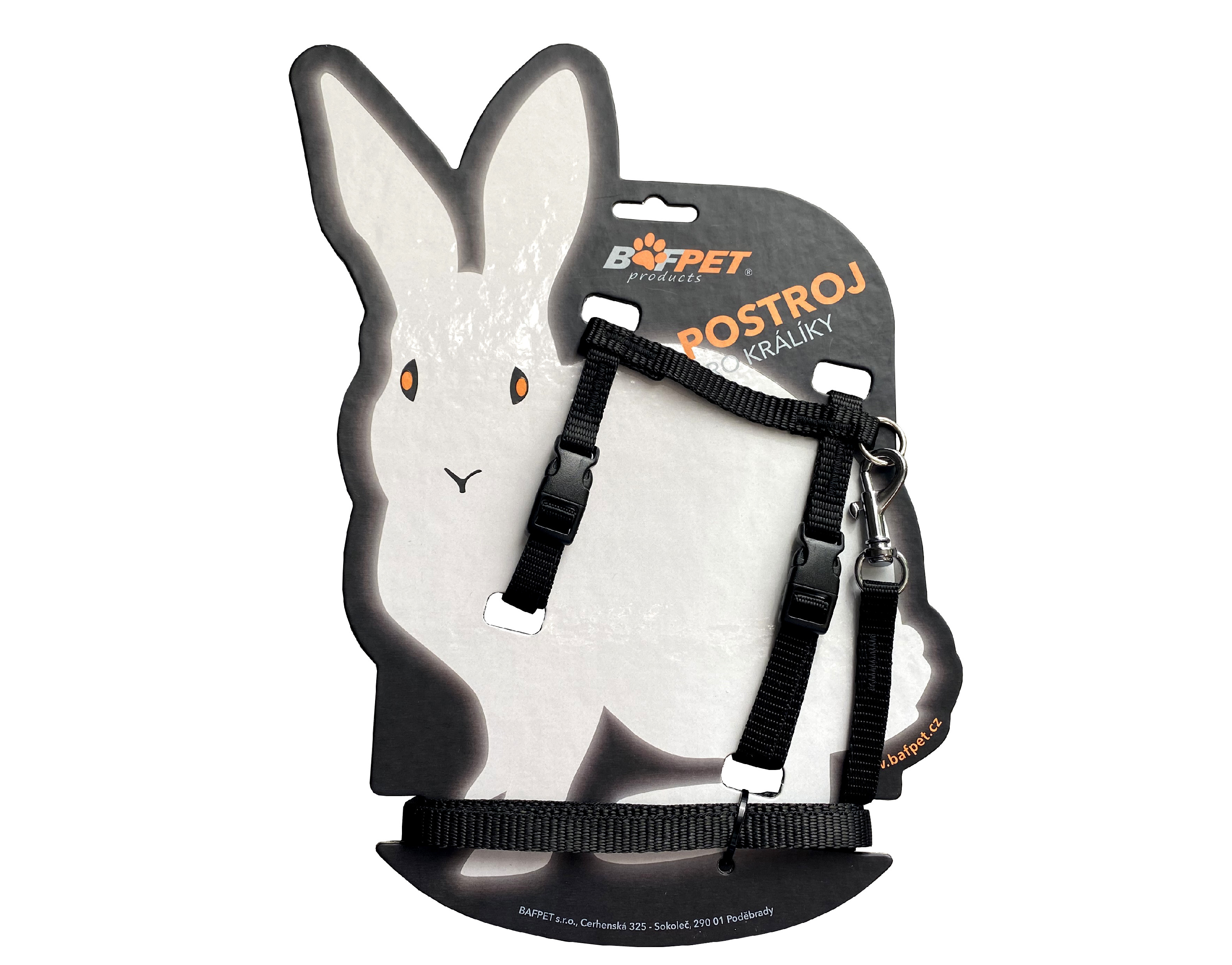 BAFPET Set KRÁLIK postroj + vôdzka Farba: Oranžová, Veľkosť postroja: 10mm x 120cm, 10mm x OK 19-26, OH 24-37cm 20411N