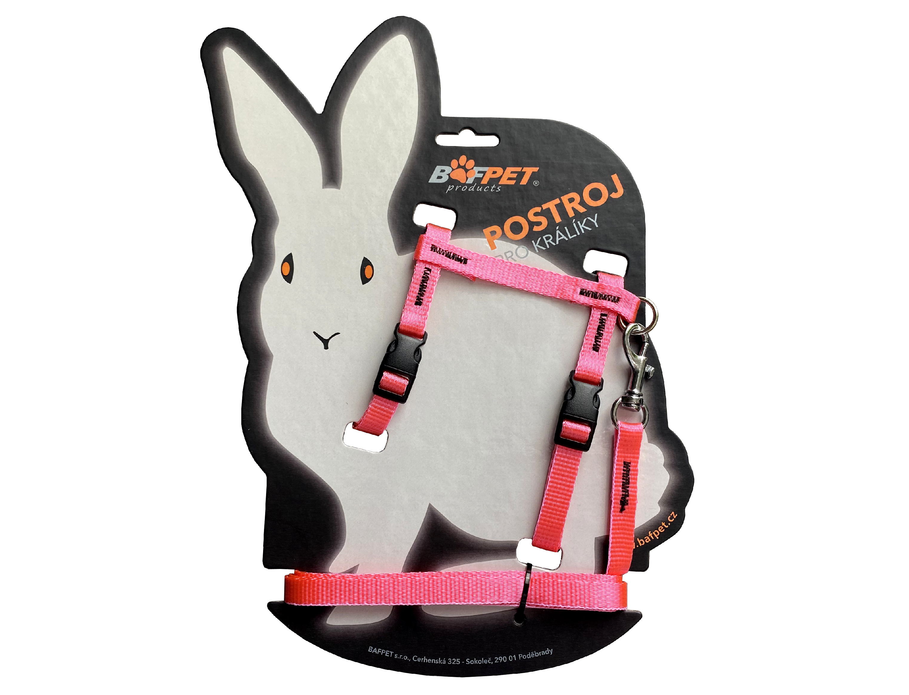 BAFPET Set KRÁLIK postroj + vôdzka Farba: Oranžová, Veľkosť postroja: 10mm x 120cm, 10mm x OK 19-26, OH 24-37cm 20411N