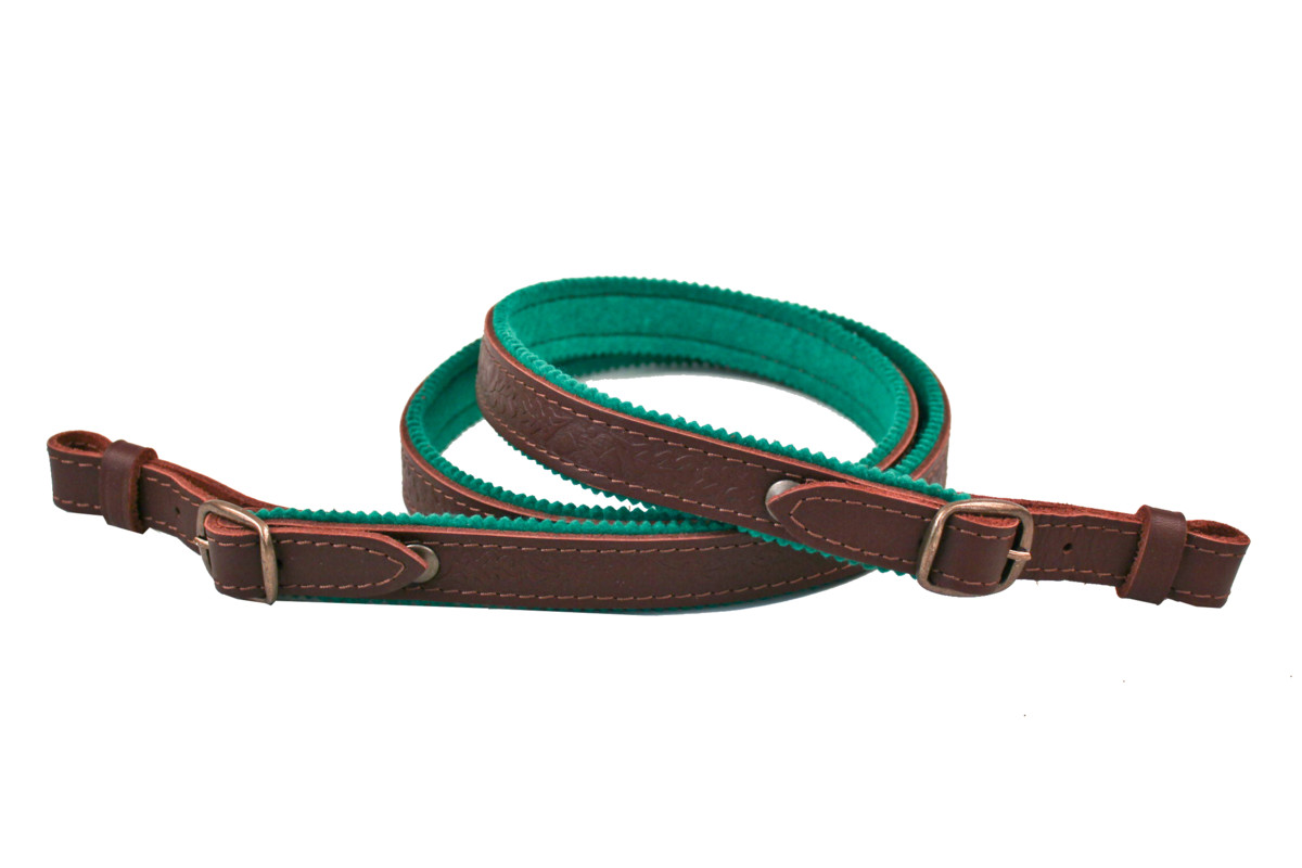 BAFPET Kožený řemen zdobený vlisem, podšitý filcem Barva: Hnědá, Délka: 30mm x 115cm 50003