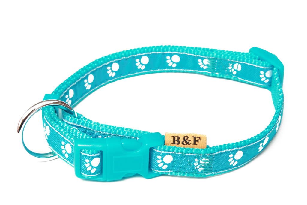 BAFPET Popruhové obojky TLAPKY Barva: Modrá, Rozměr: 20mm x 38-60cm 18101T