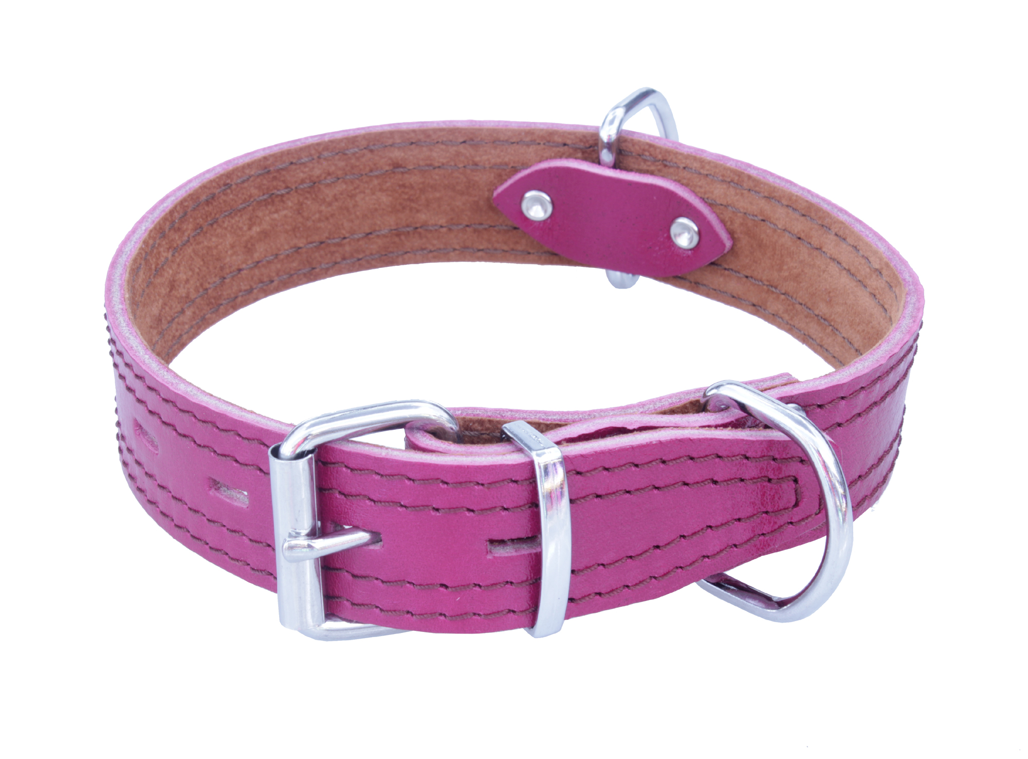 BAFPET Kožený obojek zdobený šitím, HERRY Barva: Žlutá, Rozměr: 40mm x 65cm /47-58/ 07103A