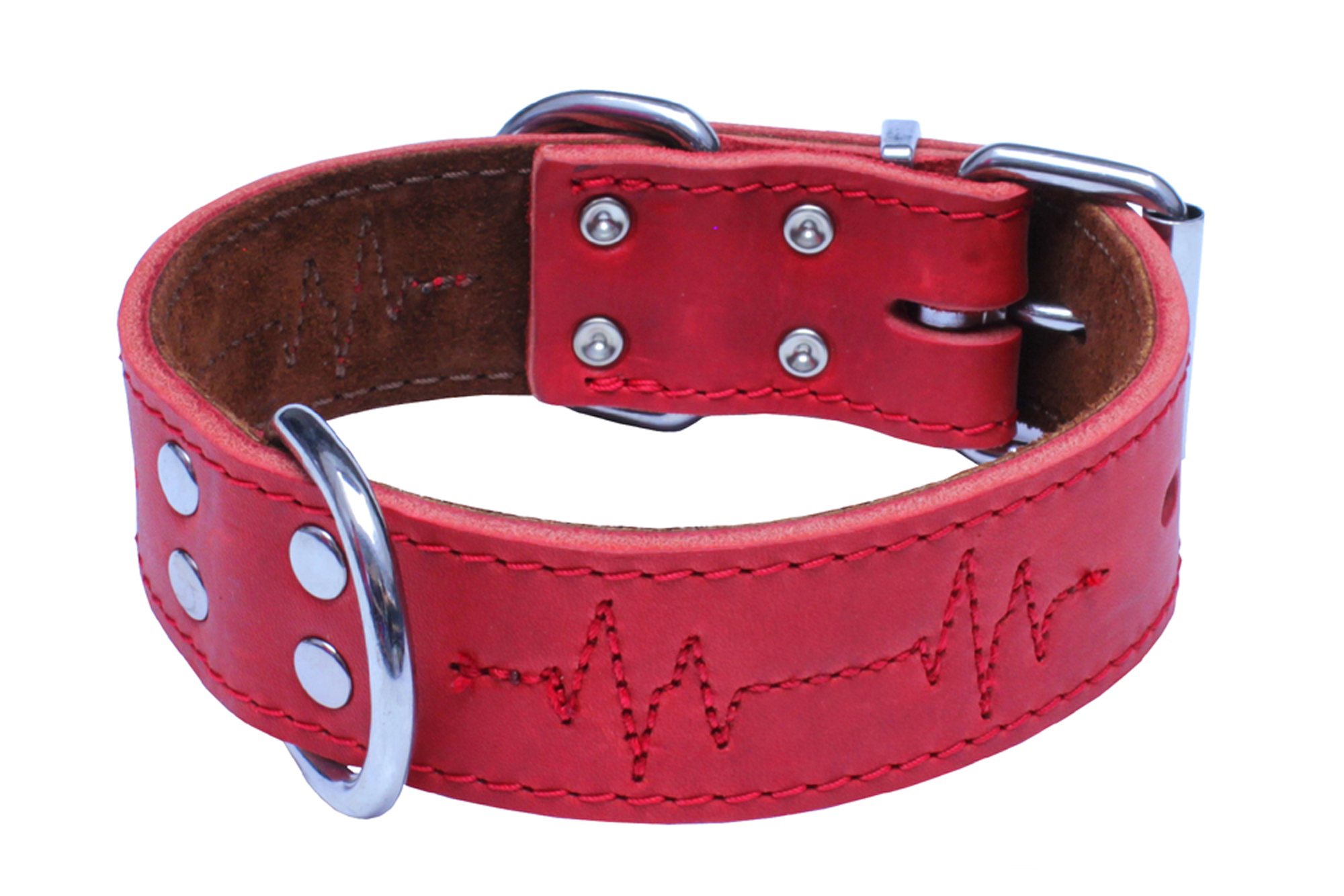 BAFPET Kožený obojek EKG Barva: Přírodní, Rozměr: 40mm x 55cm /37-47/ 07161E