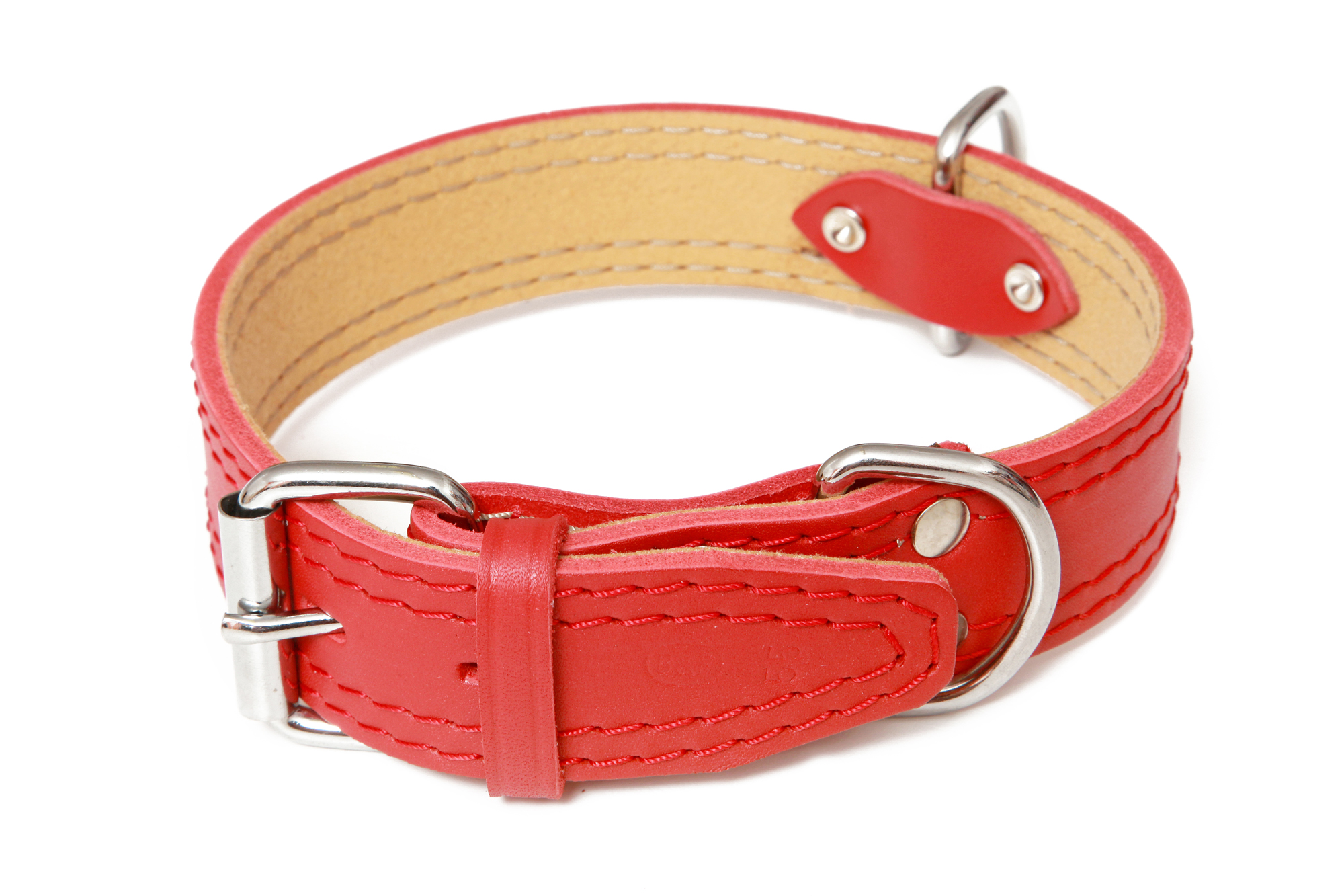 BAFPET Kožený obojek zdobený šitím, HERRY Barva: Černá, Rozměr: 45mm x 80cm /61-72/ 07106A