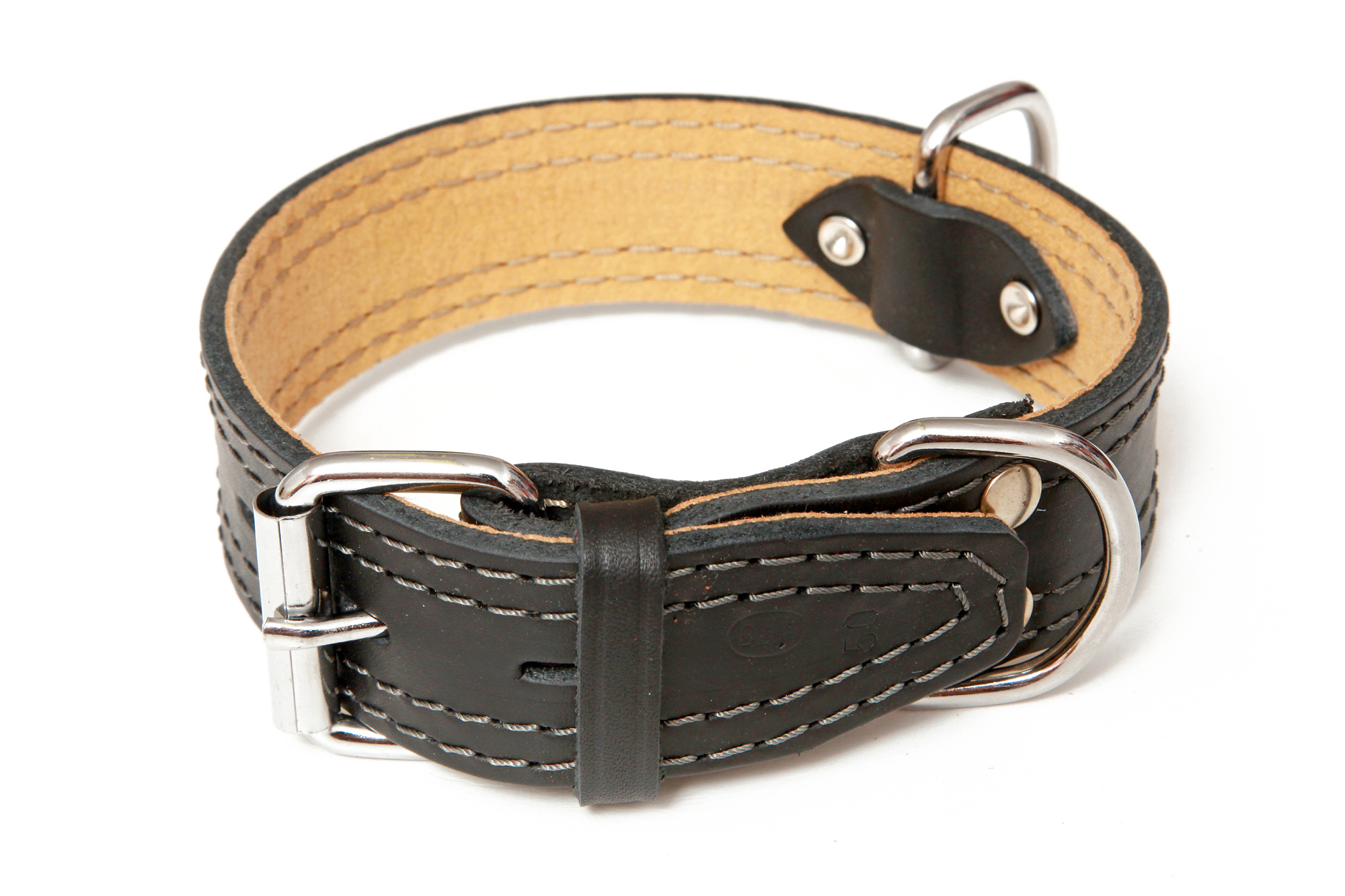 BAFPET Kožený obojek zdobený šitím, HERRY Barva: Červená, Rozměr: 35mm x 50cm /35-45/ 07100A