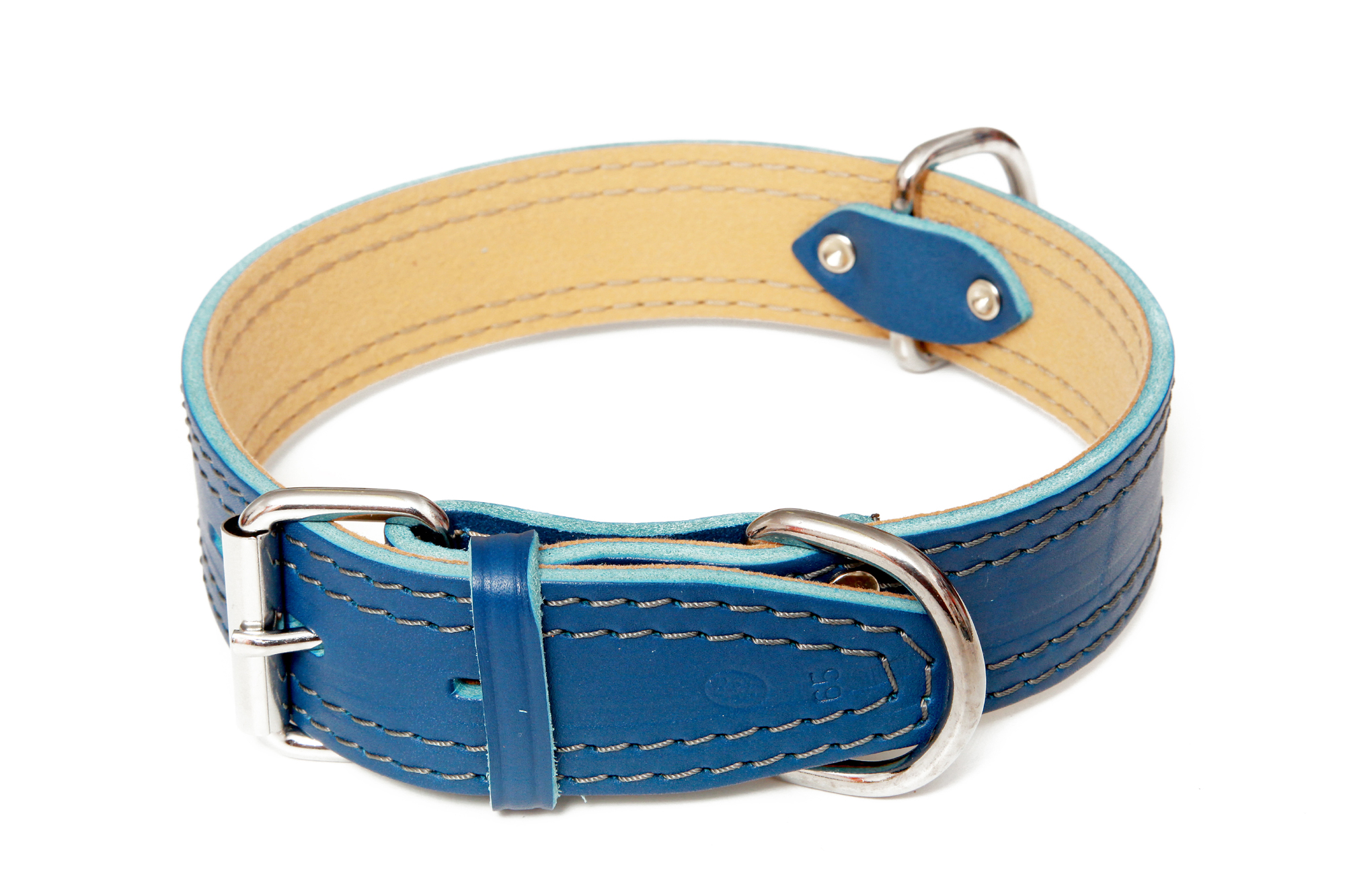 BAFPET Kožený obojek zdobený šitím, HERRY Barva: Červená, Rozměr: 35mm x 60cm /45-55/ 07102A