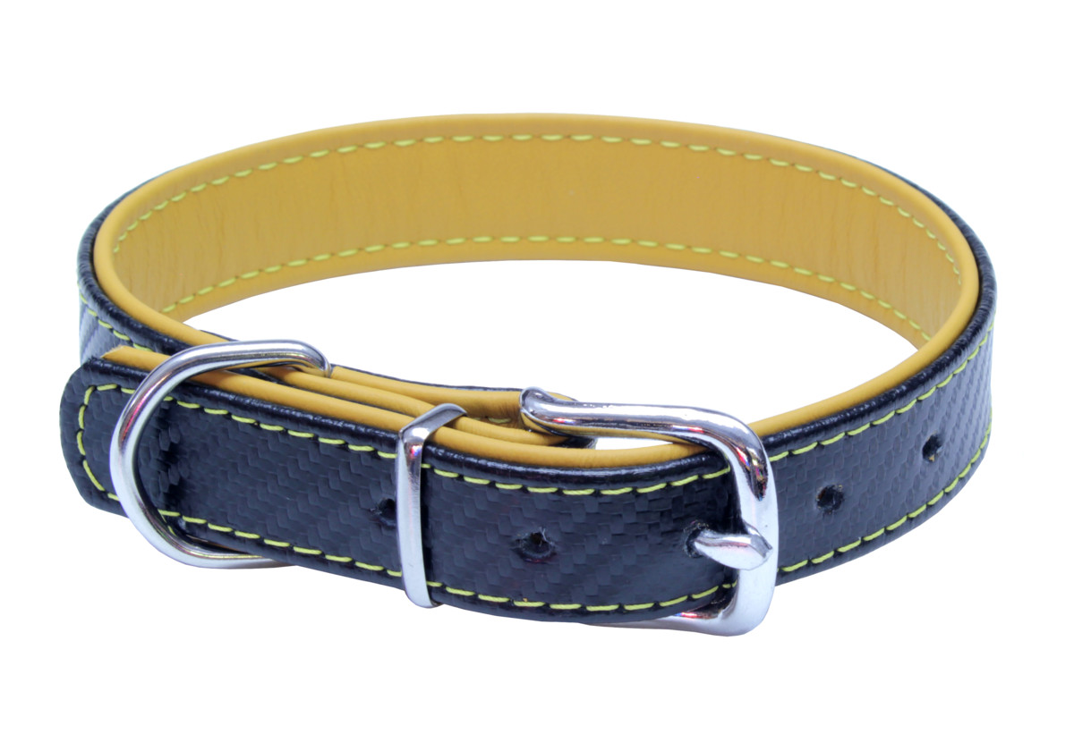 BAFPET Kožené obojky CARBON Barva: Modrá, Rozměr: 32mm x 66cm /52-61/ 04133