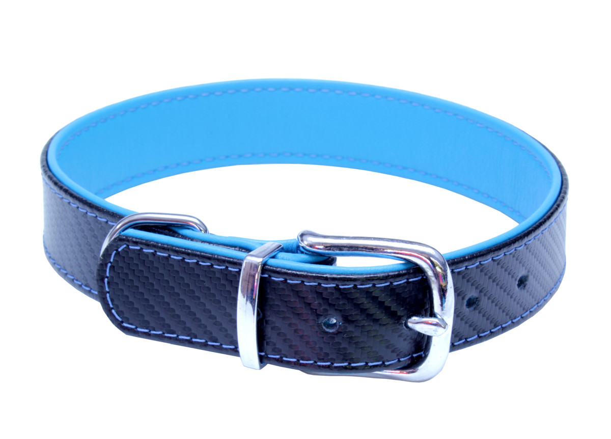 BAFPET Kožené obojky CARBON Barva: Žlutá, Rozměr: 32mm x 66cm /52-61/ 04133