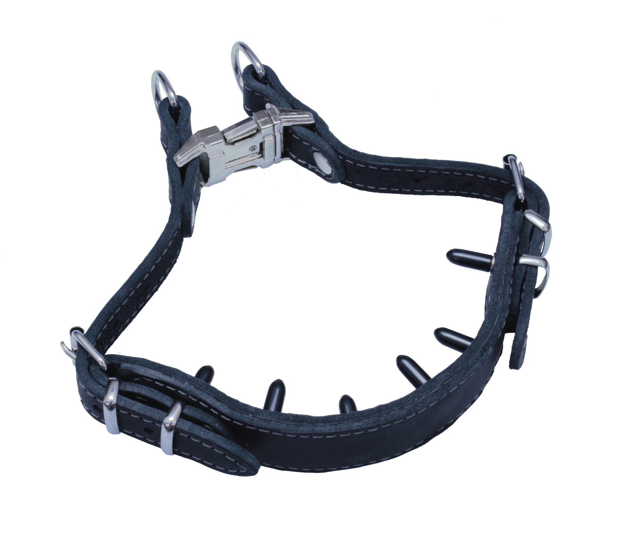 BAFPET Kožený obojok s ostňami pre výcvik Farba: Čierna, Rozmer: 30mm x 38-58cm / osten 12mm / 07186