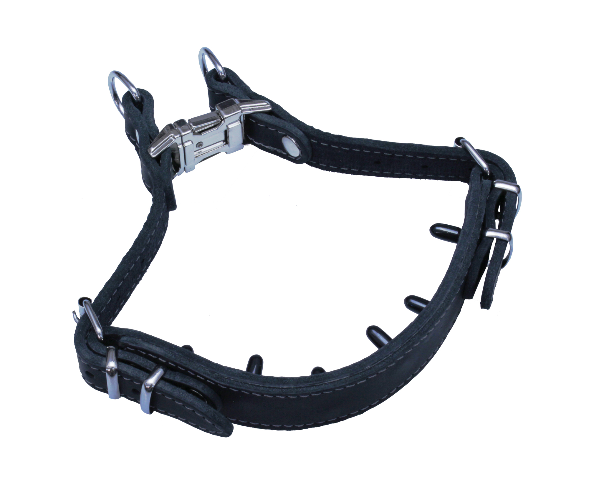 BAFPET Kožený obojek pro výcvik Barva: Černá, Rozměr: 30mm x 38-58cm /osten 17mm/ 07187