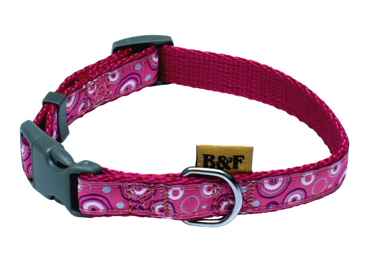 BAFPET Popruhové obojky KROUŽKY Barva: Fialová, Rozměr: 15mm x 25-35cm 18100KR