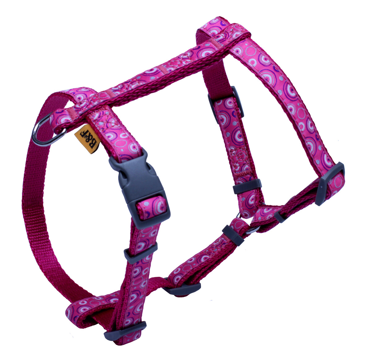 BAFPET Popruhový postroj KRÚŽKY Farba: Fialová, Veľkosť: 15mm x OK:29-45cm, OH:37-57cm 18421KR