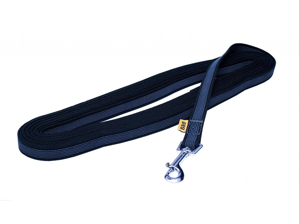 BAFPET Pogumovaná stopovacia vôdzka Farba: Čierna, Dĺžka: 15mm x 1000cm 18017
