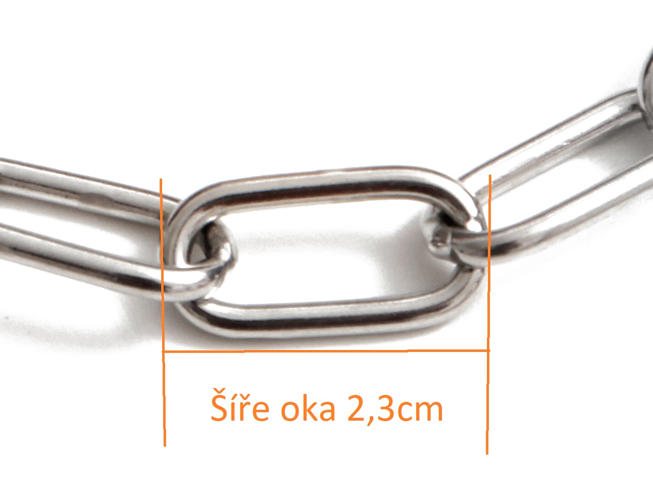 BAFPET | Sťahovací obojok, oválne oká malé, NEREZ Farba: Strieborná, Rozmer: 3,0mm x 45cm | 00036