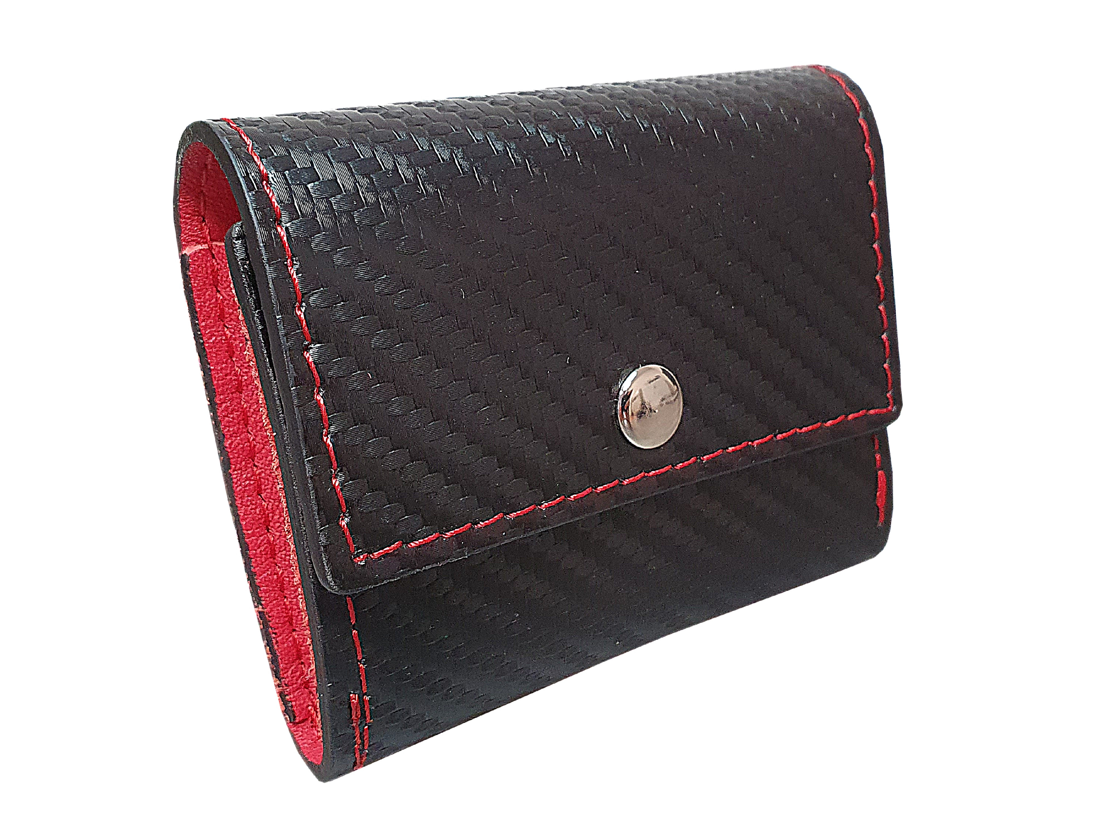 BAFPET Kožené pouzdro na sáčky CARBON Barva: Červená, Rozměr: 8,5cm x 7,5cm 04032